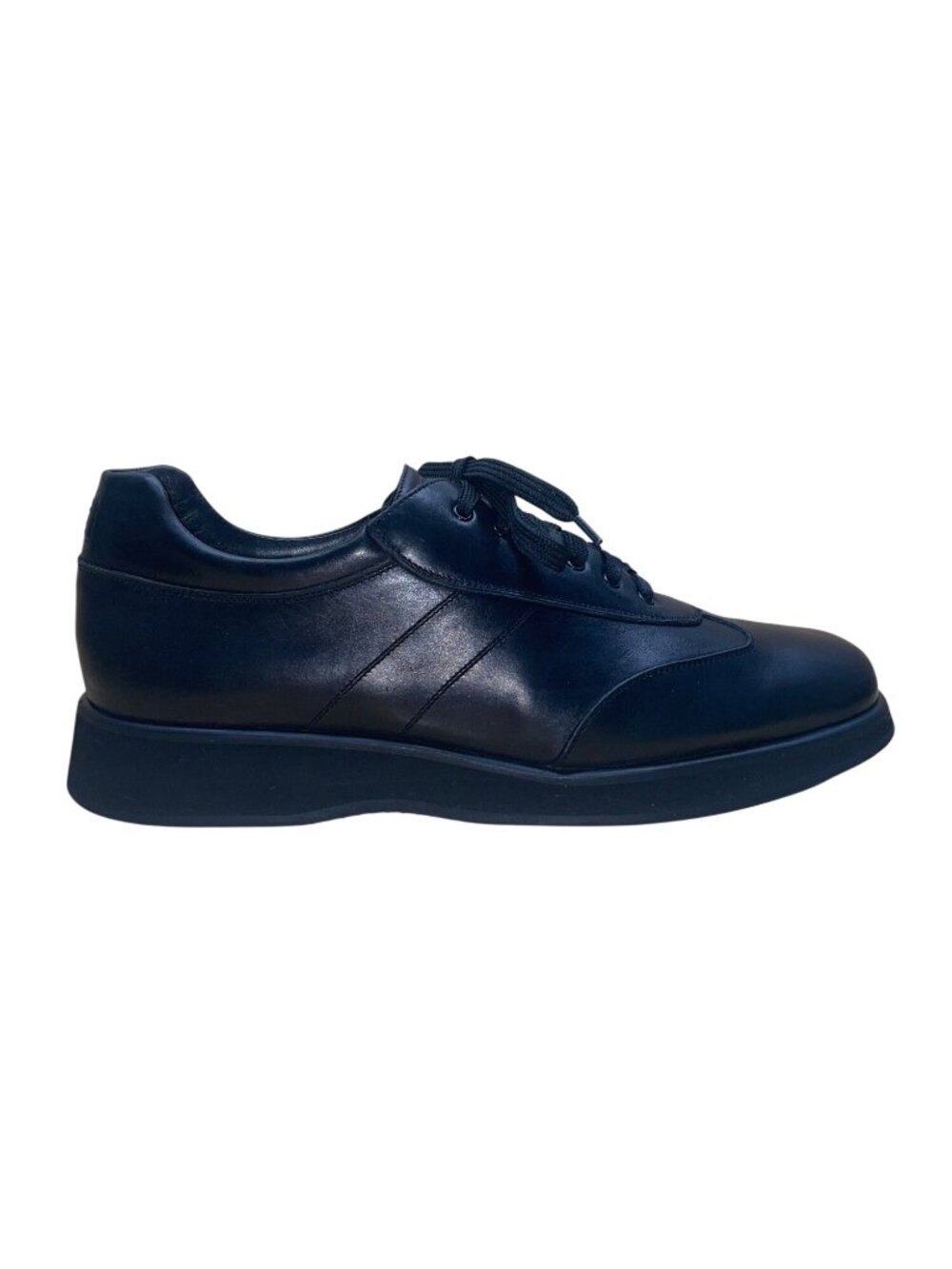 Salvatore Ferragamo Florence Men’s Black Leather Lace-Up Sport Shoes Size 12D